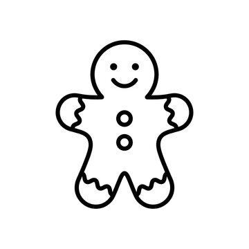Gingerbread man Christmas cookie line icon vector illustration isolated on white background