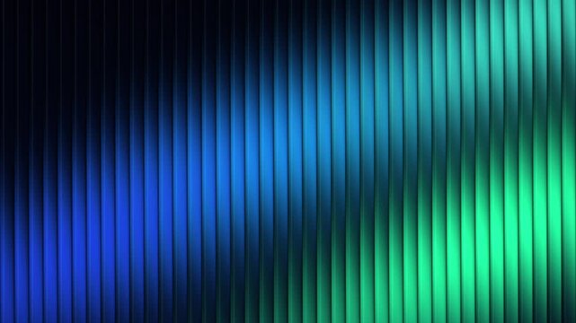 Ribbed fluted glass background with flowing blue and green light seamless loop