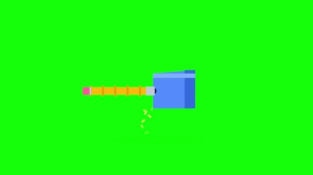 Blue Pencil Sharpener Spinning on Green Screen Animation