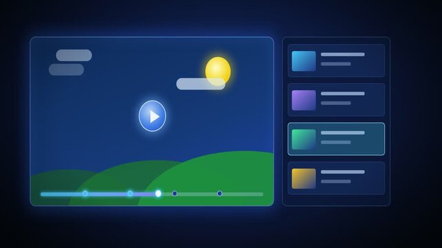 Online course video player with progress bar and chapter markers, seamless loop