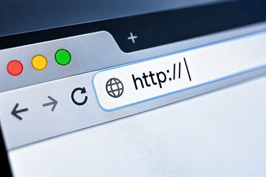 HTTP Website Address in Modern Web Browser with Globe Icon, Internet URL Protocol, Online Navigation, Web Search, Digital Technology, Browser Interface, World Wide Web and Internet Connection Concept