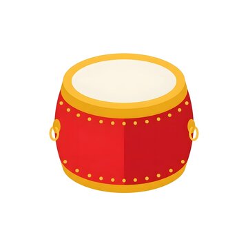 Traditional red Chinese drum vector illustration for lion dance, Lunar New Year festivals, and cultural events.