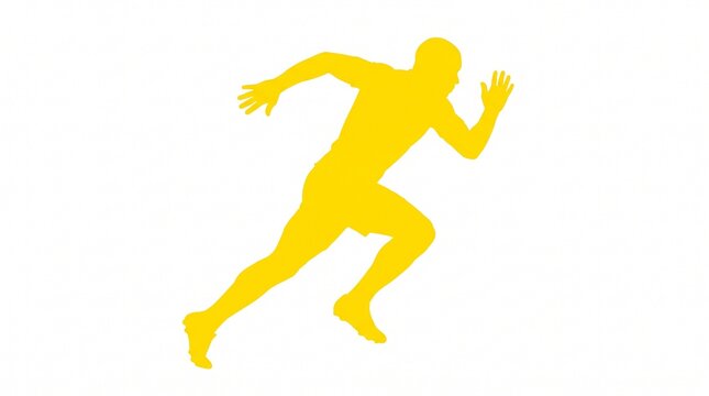 Yellow silhouette runner mid stride dynamic motion graphic