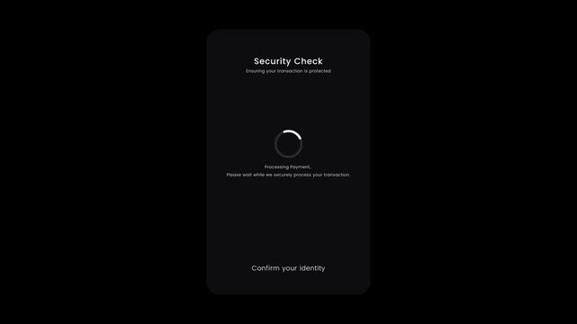 Smartphone app interface showing processing and successful payment receipt animation featuring transaction completion