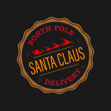 Merry Christmas 2027. Stamp depicting Santa Claus in a sleigh