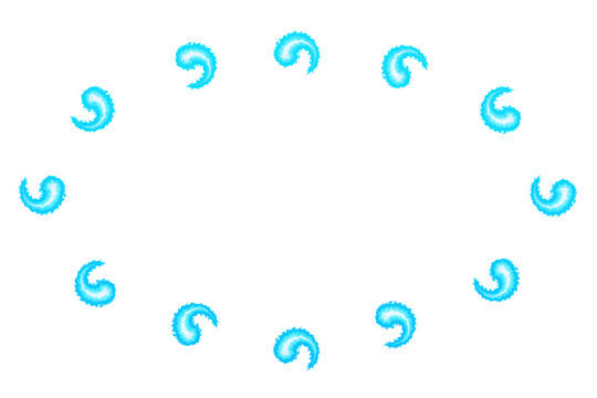 Swirling blue fireballs horizontal ring banner frame