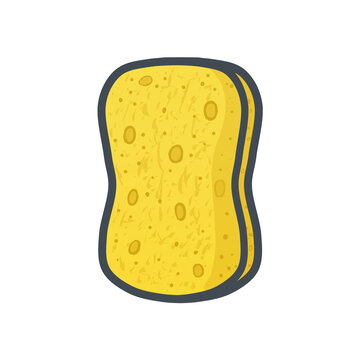 Cute yellow kitchen sponge vector clipart illustration