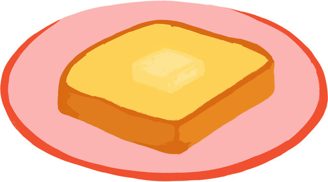 slice of bread on plate retro cute isolated
