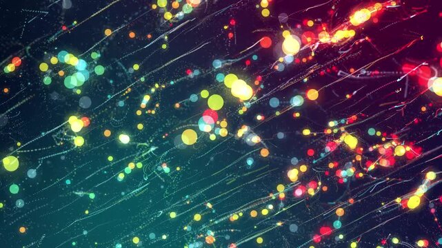 3d render particles Vivid neon streams blend seamlessly with complex illuminated patterns. Energetic luminescent flows integrate harmoniously with intricate visual designs and illuminated structures