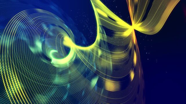 3d render VJ loop. Vivid luminous fibers swirling into delicate microscopic structures with gentle shading. Bright sparkling filaments create ethereal patterns with translucent colors and smooth