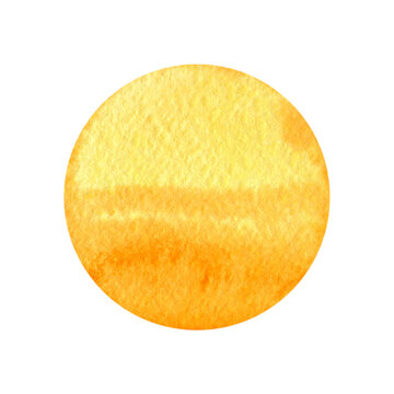 Yellow orange sun watercolor isolated on white background. Natural hand drawn illustration