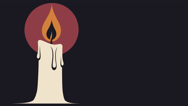 Halloween Gothic Candle with Melting Wax and Orange Flame Crimson Moon