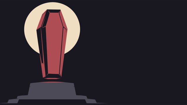 Levitating Gothic Coffin Under Full Moon &ndash; Halloween Dark Fantasy