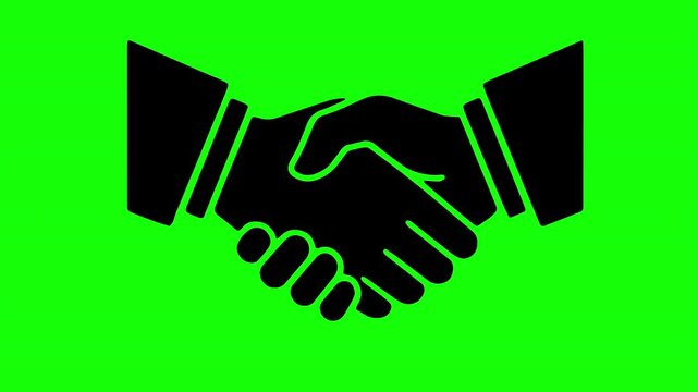 Business handshake deal partnership agreement vector icon animation isolated on green screen background   