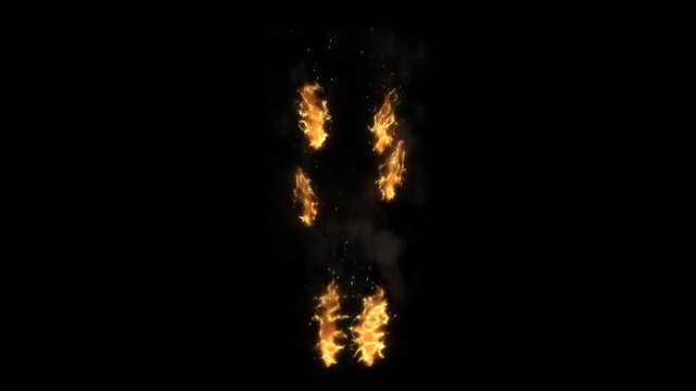 Cinder orange burning seamless loop isolated on black background, 4K VFX element