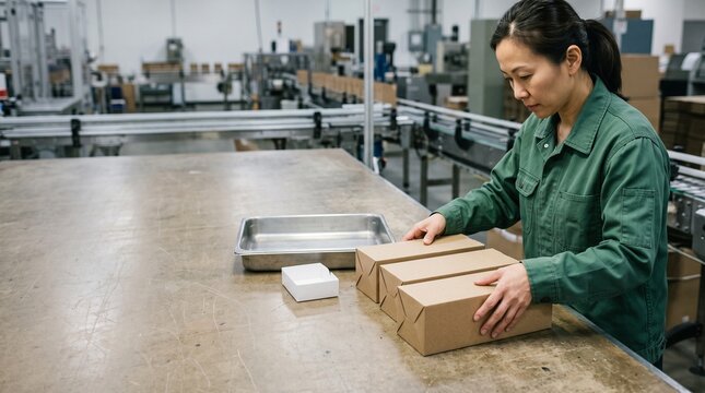 Quality specialist compares carton closure consistency