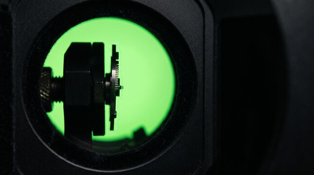 Tiny machined part against optical reference overlay
