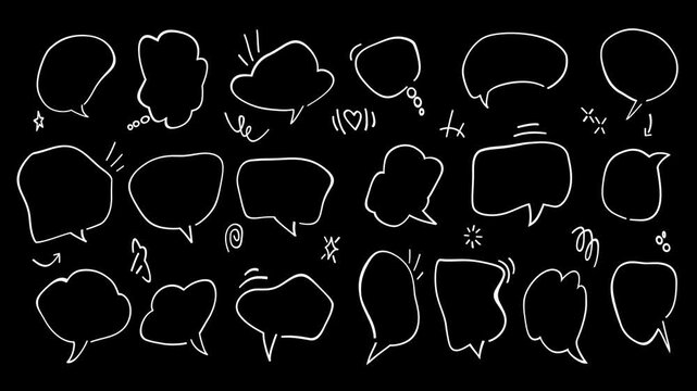 Doodle speech frame with title box template.Bubble design for abstract textbox background. Modern shape for dialog text with message 4k animation video.