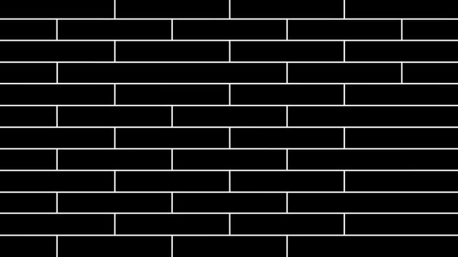 Subway metro tile seamless pattern. Horisontal brick wall background. White outline flat illustration. Design tile for outdoor building, interior, kitchen, bathroom, spa on 4k animation video.