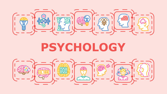 Psychology banner infographic. Social disorder, trauma emotion, emotionless stress icon vector illustration