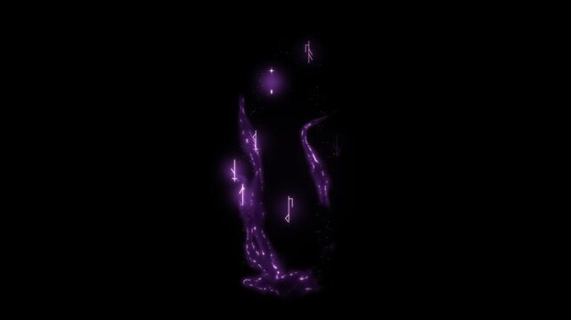Hex violet cursed seamless loop isolated on black background, 4K VFX element