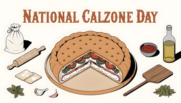 National calzone day illustration with ingredients