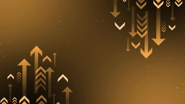 Abstract background with rising and falling arrows showing growth decline data flow and business trend concepts animation