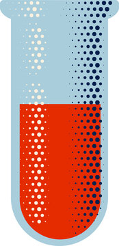A test tube with chemical retro vintage halftone style science chemistry experiment icon illustration