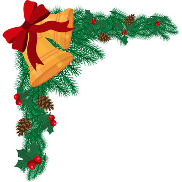 Christmas Bells and Holly Corner Decoration