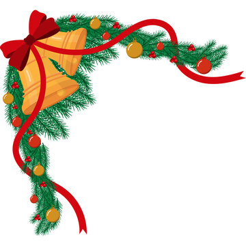 Christmas Bells and Holly Corner Decoration