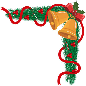 Christmas Bells and Holly Corner Decoration