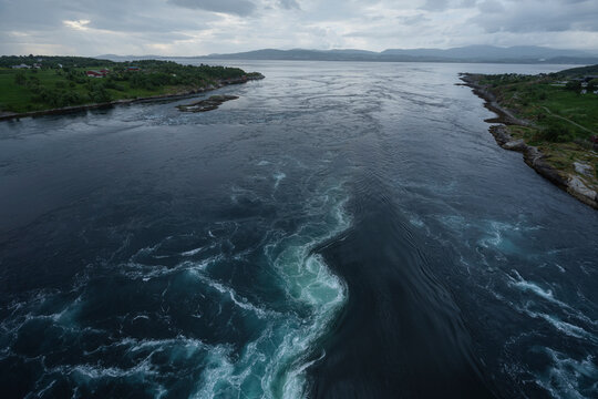 Flowing current of Saltstraumen Maelstrom, Nordland, Norway