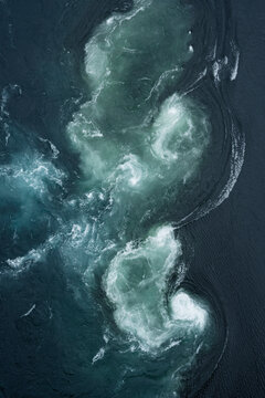 Swirling water of Saltstraumen maelstrom, Nordland, Norway