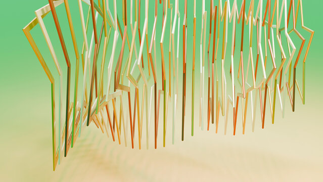 Abstract 3d orange and cream zigzag geometric shapes