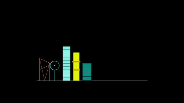 Minimalist geometric shapes and abstract graphical elements on a sleek black background design backdrop