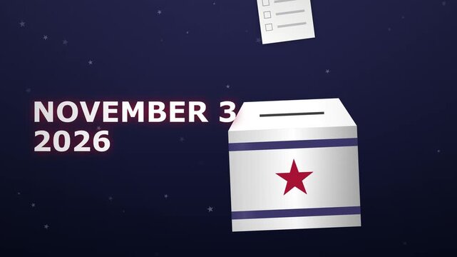 Animated election ballot box animation for November 3 2026 voting day, political vote process motion graphics