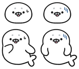 困る、落ち込むアザラシのイラストセット © とりあいす
