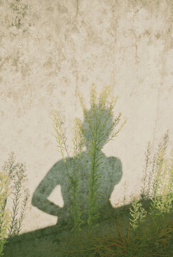 grunge background with tree and flowers
