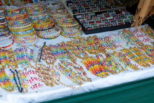 Huichol Beaded Bracelets and Necklaces at a Mexican Artisan Stall