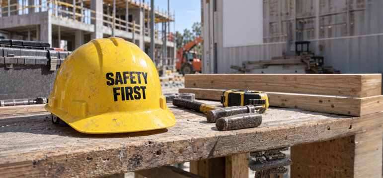 construction site with crane and building