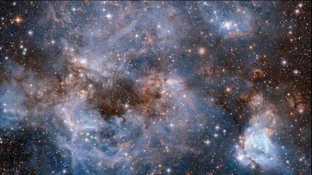 Vibrant cosmic nebula with glowing stars and interstellar dust