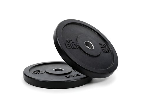 Black rubber weight plates twenty kilograms for gym exercise equipment