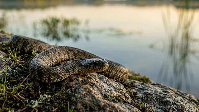 northern water snake close up at morning light in everglades florida usa video
