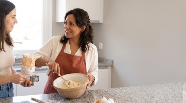 Woman sharing a bowl during a group cooking session