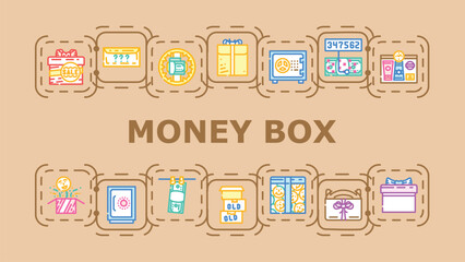 Money box banner infographic. Wallet hoard, reserve stash, storage spare icon vector illustration © sevector