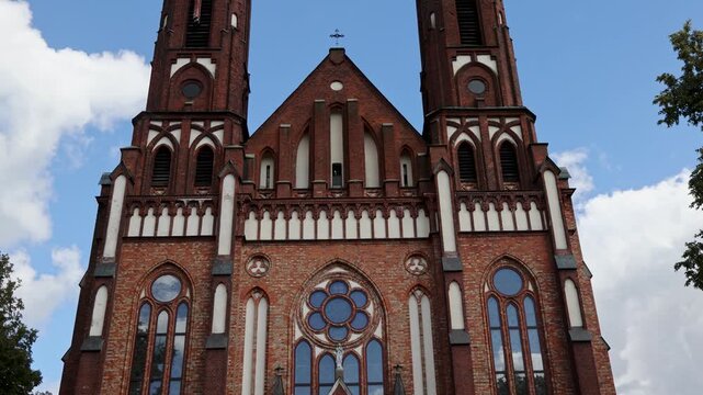 Neo-Gothic brick Church of St John the Baptist in Sadowne, Mazowsze region, Poland