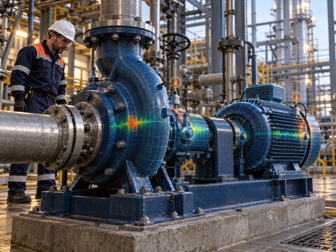 AI Predictive Maintenance Monitoring Industrial Pump and Electric Motor
