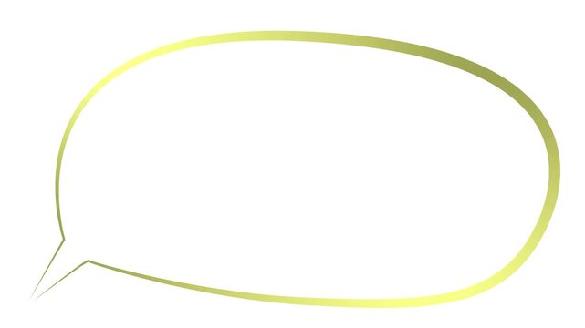 Animated golden blank speech bubble symbol. Doodle of chat balloon with copy space. Looped video. Linear cloud bubble, dialog balloon, empty conversation message isolated on white background.