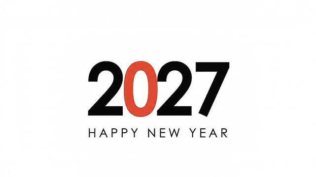 2027 Happy New Year modern minimal typography design isolated on white background