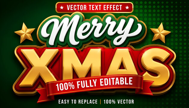 Merry christmas editable text effect